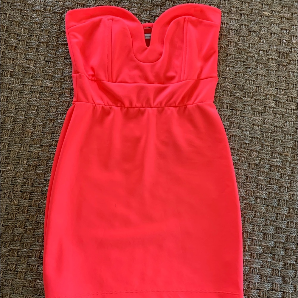 Charlotte Russe Neon Orange Strapless Dress